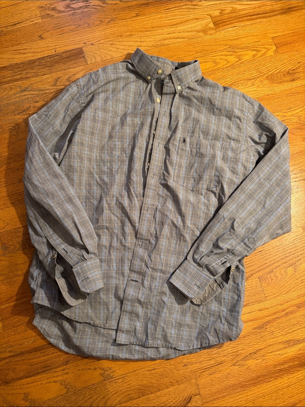 Izod Lightweight Plaid Shirt Jacket in Gray and Blue